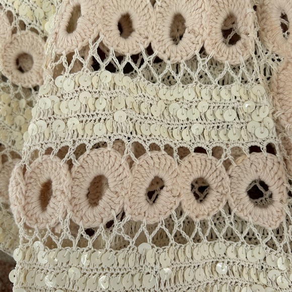Crochet and sequin cropped short sleeve cardigan - Picture 4 of 4